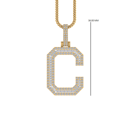 Golden Signature: 14K Baguette Initial C Pendant