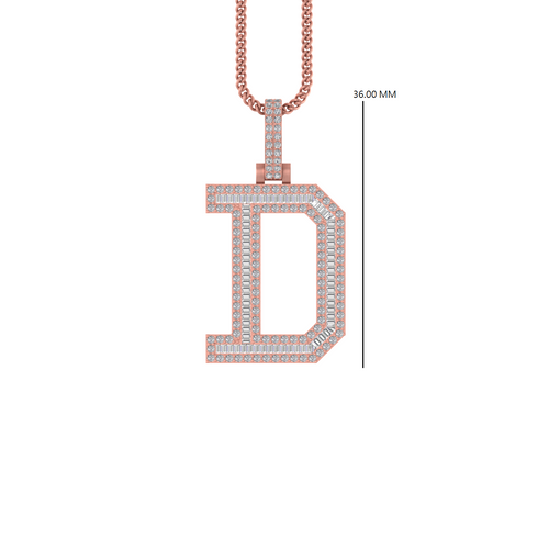 Dazzling D Initial: 14K Gold Baguette Pendant