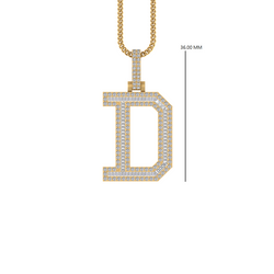 Dazzling D Initial: 14K Gold Baguette Pendant