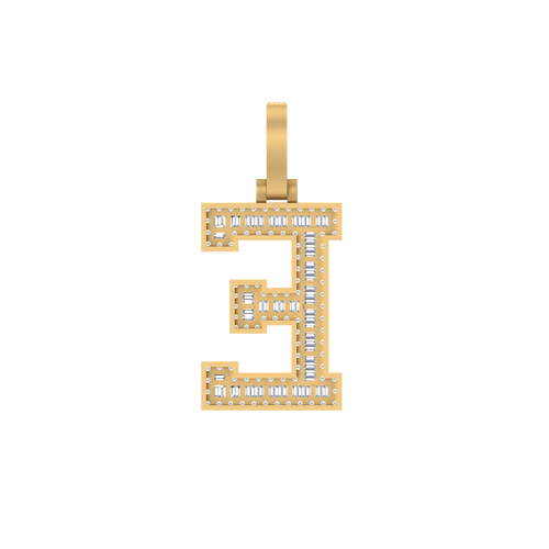 Luxurious Lettering: 14K Gold Baguette Initial E Pendant