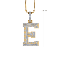 Luxurious Lettering: 14K Gold Baguette Initial E Pendant