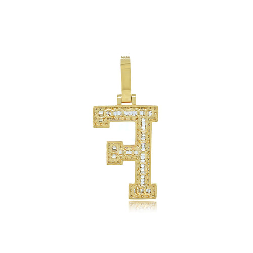 Radiant Affinity: 14K Gold Baguette Initial F Pendant