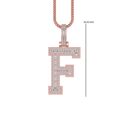 Radiant Affinity: 14K Gold Baguette Initial F Pendant