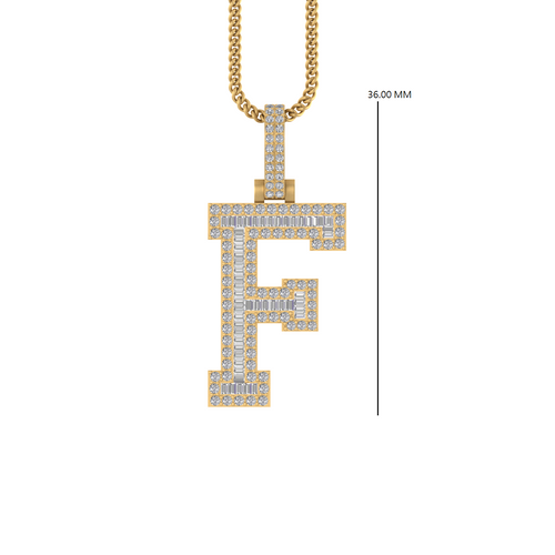 Radiant Affinity: 14K Gold Baguette Initial F Pendant