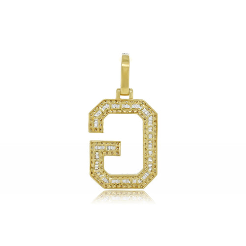 Golden Signature: 14K Gold Baguette Initial G Pendant