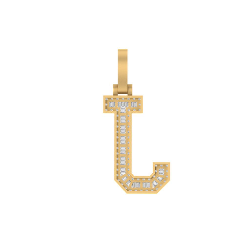 Jeweled Elegance: 14K Gold Baguette 'J' Initial Pendant