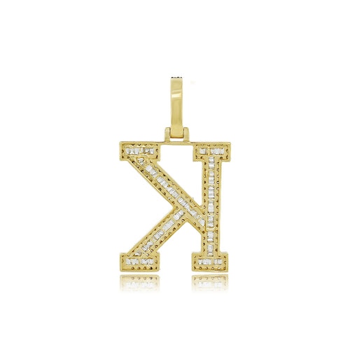 Signature Sparkle: 14K Gold Baguette Initial K Pendant