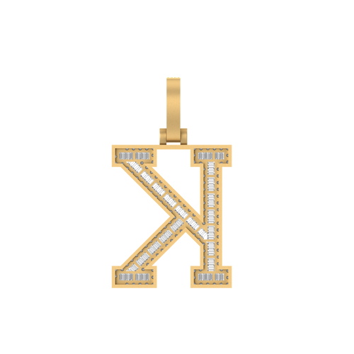 Signature Sparkle: 14K Gold Baguette Initial K Pendant