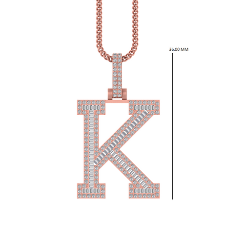 Signature Sparkle: 14K Gold Baguette Initial K Pendant