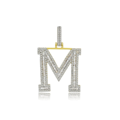 Luxe Legacy: 14K Gold Baguette Initial 'M' Pendant