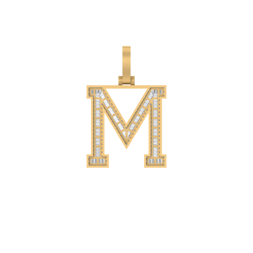 Luxe Legacy: 14K Gold Baguette Initial 'M' Pendant