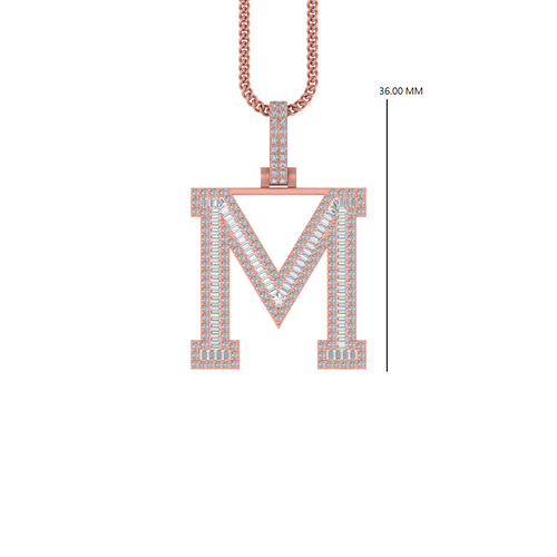 Luxe Legacy: 14K Gold Baguette Initial 'M' Pendant