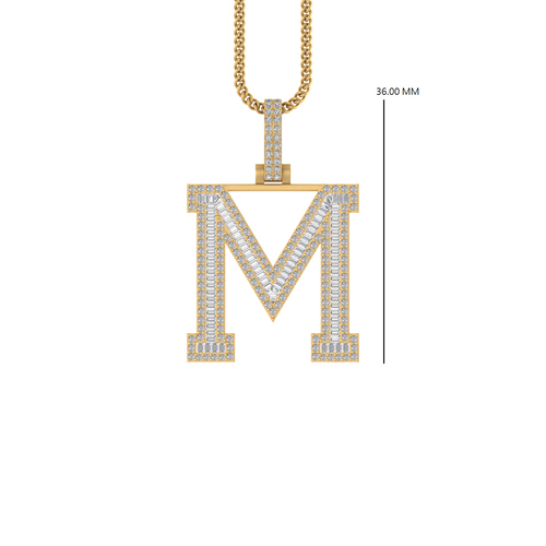 Luxe Legacy: 14K Gold Baguette Initial 'M' Pendant