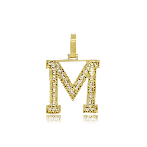 Luxe Legacy: 14K Gold Baguette Initial 'M' Pendant