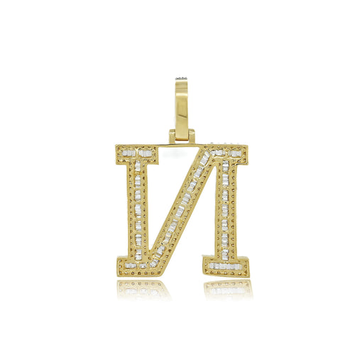 Personalized Glamour:14K Gold Baguette 'N' Initial Pendant