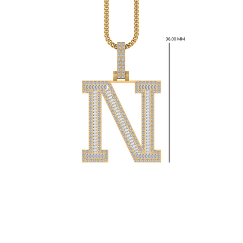 Personalized Glamour:14K Gold Baguette 'N' Initial Pendant