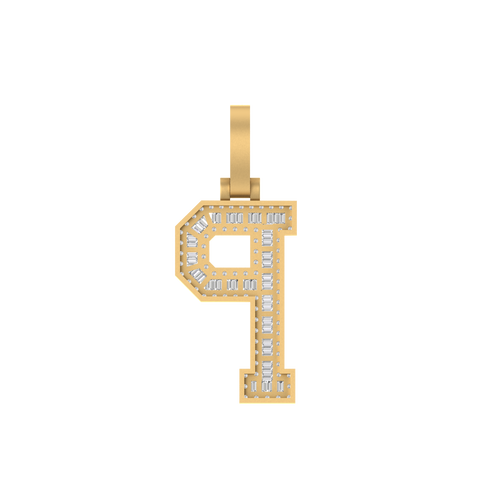 Initial Radiance : Luxurious 14K Gold 'P' Baguette Pendant