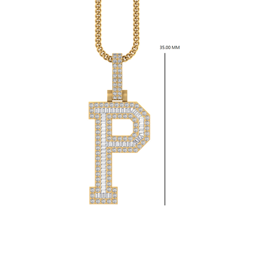 Initial Radiance : Luxurious 14K Gold 'P' Baguette Pendant