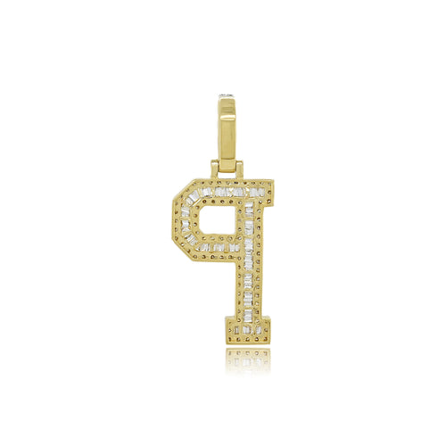 Initial Radiance : Luxurious 14K Gold 'P' Baguette Pendant