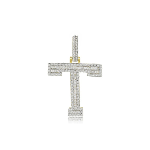 Timeless Treasures: 14K Gold T Initial Baguette Pendant