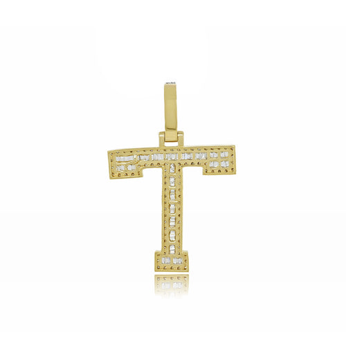 Timeless Treasures: 14K Gold T Initial Baguette Pendant