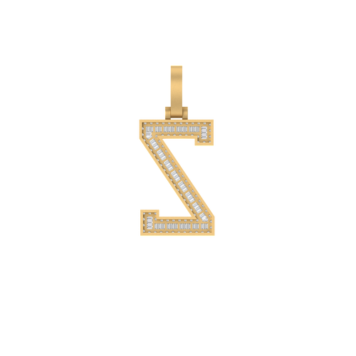 Glimmering Z: 14K Gold Baguette Initial Pendant