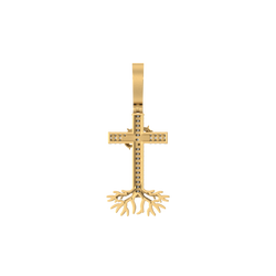 Golden Roots of Faith: 14K Gold Cross Pendant