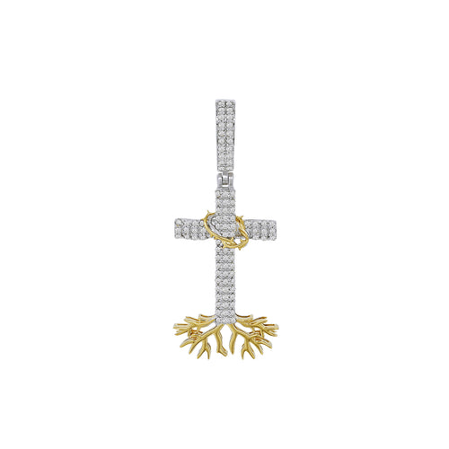 Golden Roots of Faith: 14K Gold Cross Pendant