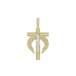 Golden Wings of Grace: 14K Gold Jesus Cross Pendant