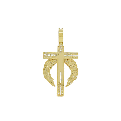 Golden Wings of Grace: 14K Gold Jesus Cross Pendant