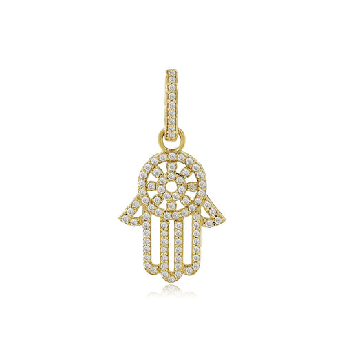 Heavenly Embrace: 14K Gold Hamsa Blessing Pendant