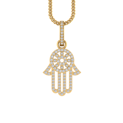 Heavenly Embrace: 14K Gold Hamsa Blessing Pendant