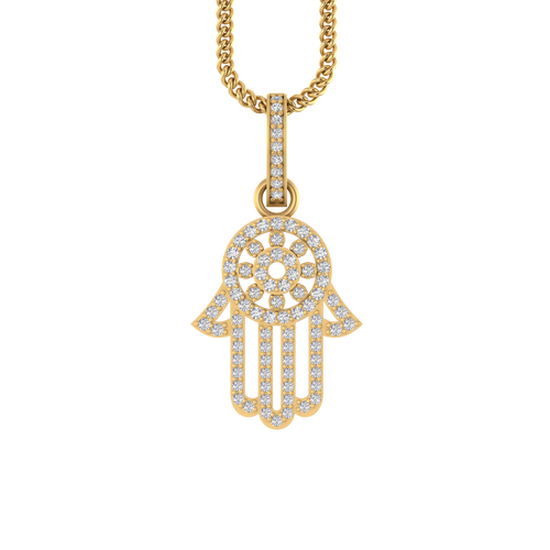 Heavenly Embrace: 14K Gold Hamsa Blessing Pendant