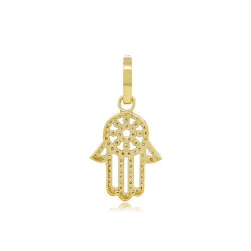 Heavenly Embrace: 14K Gold Hamsa Blessing Pendant