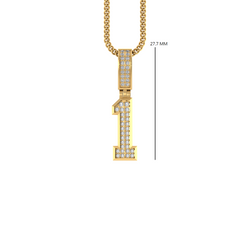 Champion's Charm: 14K Gold Number 1 Baguette Pendant Elegance in Victory