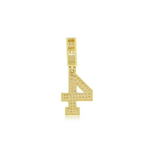 Divine Digits: Enchanting 14K Gold Number 4 Pendant