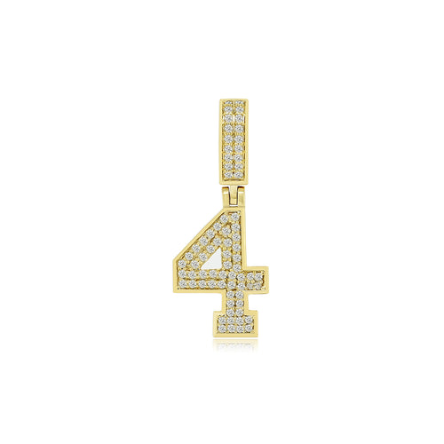 Divine Digits: Enchanting 14K Gold Number 4 Pendant