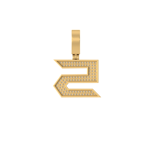 Dazzling Digits: 14K Gold Baguette Number 5 Pendant