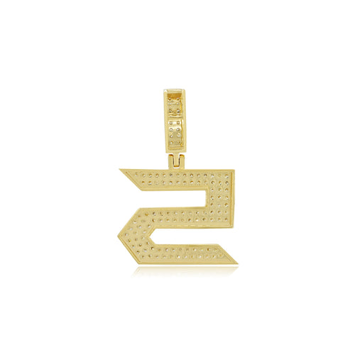 Dazzling Digits: 14K Gold Baguette Number 5 Pendant