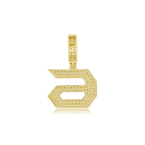 Luxurious Numerics: 14K Gold Baguette 6 Pendant