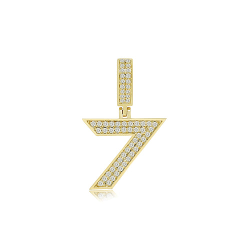 Enchanting Seven: 14K Gold Baguette Number 7 Pendant