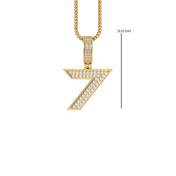 Enchanting Seven: 14K Gold Baguette Number 7 Pendant