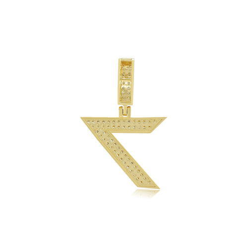 Enchanting Seven: 14K Gold Baguette Number 7 Pendant