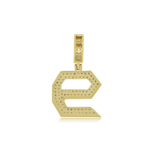 Luminous Enigma: 14K Baguette Number 9 Pendant