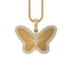 Radiant Wings: 14K Gold Butterfly Elegance Pendant