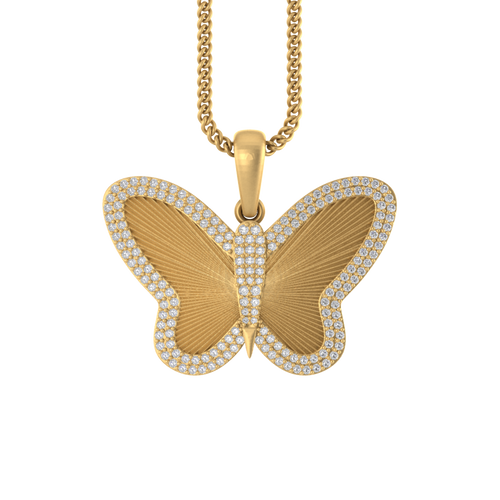 Radiant Wings: 14K Gold Butterfly Elegance Pendant