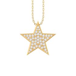 Galaxy's Whispers: 14K Gold Starry Pendant