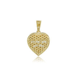 14K Gold Heart-Shaped Diamond Pendant | Baguette & Round Cut Sparkle