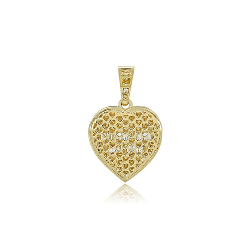 14K Gold Heart-Shaped Diamond Pendant | Baguette & Round Cut Sparkle