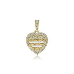 14K Gold Heart-Shaped Diamond Pendant | Baguette & Round Cut Sparkle